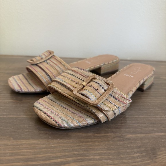 Joie Womens 8.5 Stripe Claire Buckle Slip On Slide Sandals Summer Shoes‎ - Picture 1 of 9